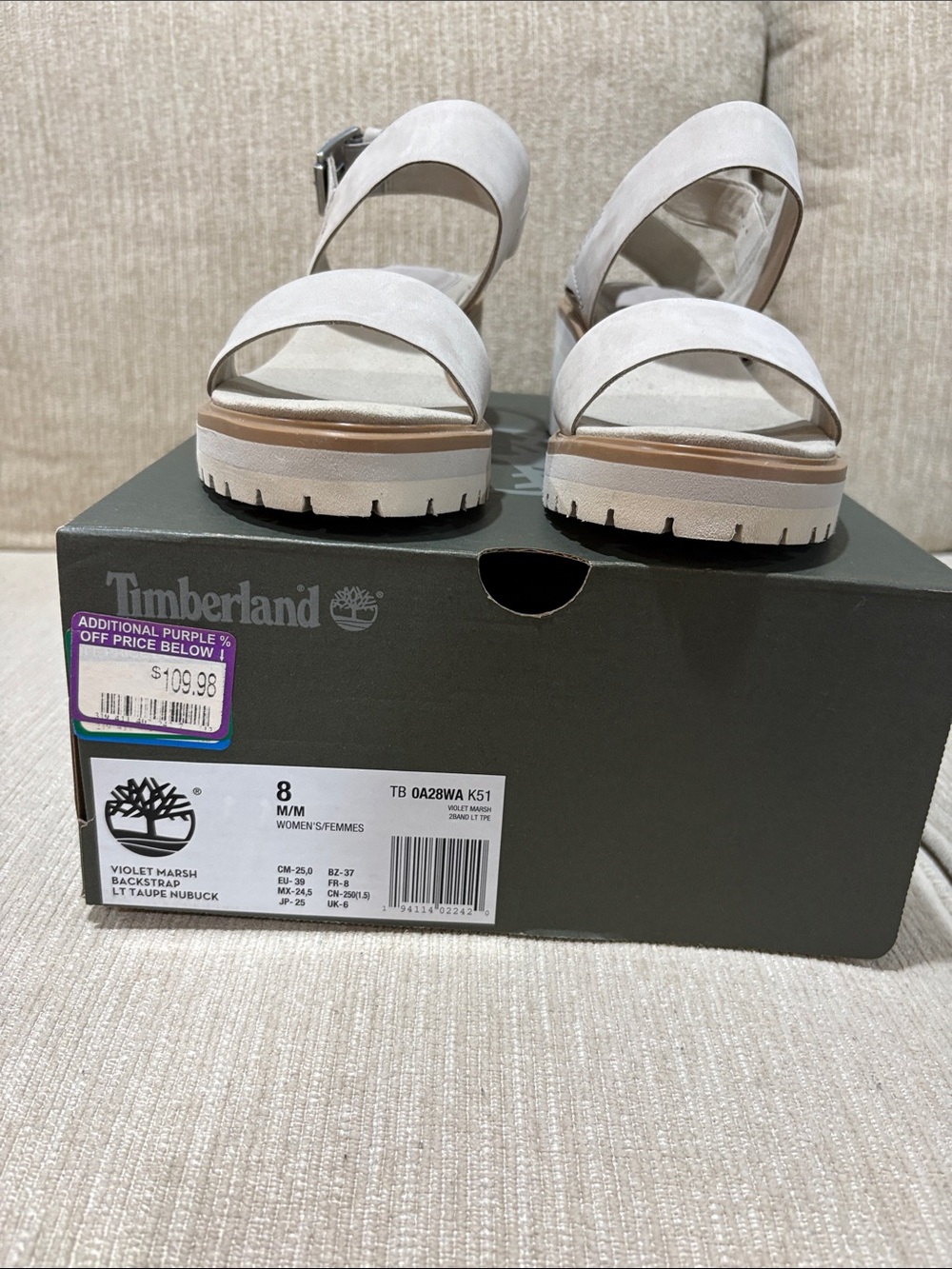 Timberland Women's Light Taupe Suede Platform Sandals